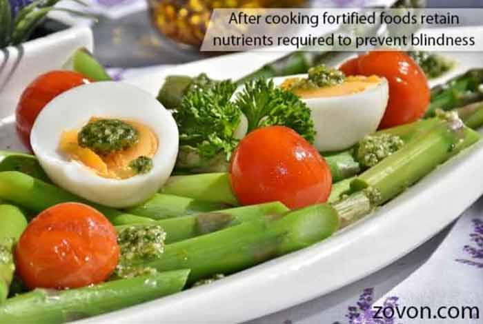 after cooking fortified foods retain carotenoids required to prevent blindness