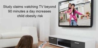 study claims watching TV beyond 90 minutes a day increases child obesity risk