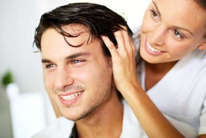 scalp massage with essential oils